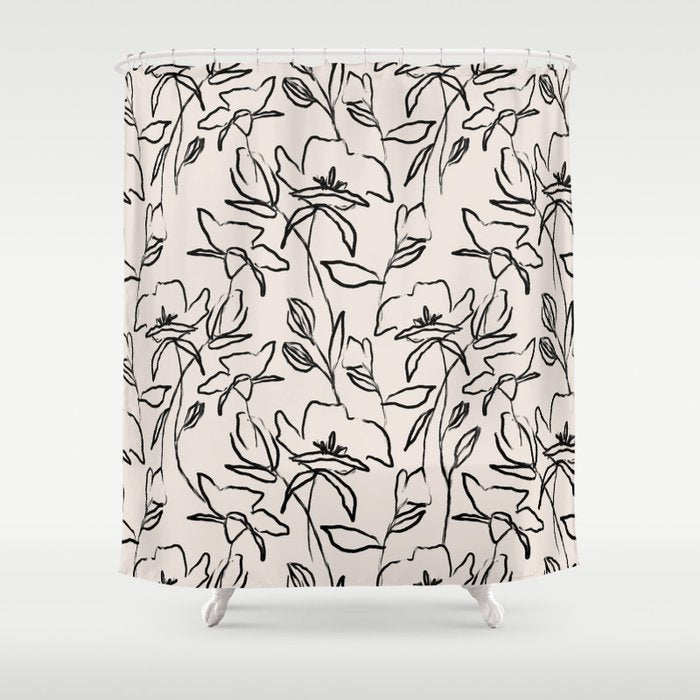 Meadow Bloom - Beige Shower Curtain Gallery Image 1
