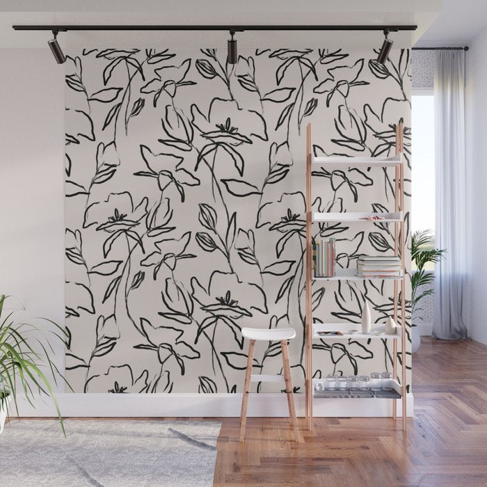 Meadow Bloom - Beige Wall Mural Gallery Image 1