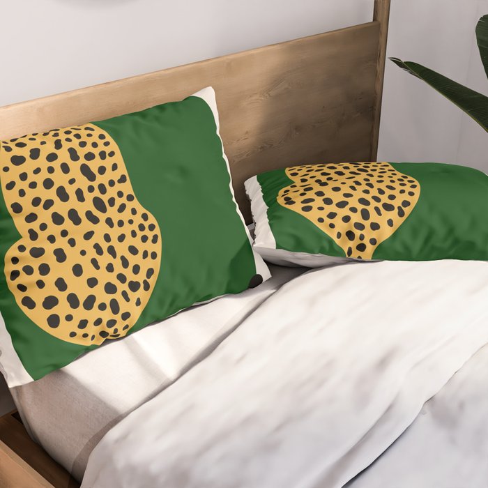 Boho Jungle Green Vintage Arch Oversized Leopard Pillow Sham Gallery Image 2