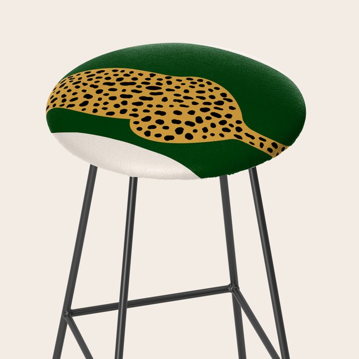 Boho Jungle Green Vintage Arch Oversized Leopard Stool Gallery Image 2