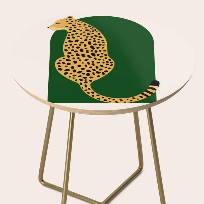 Boho Jungle Green Vintage Arch Oversized Leopard Side Table Gallery Image 2