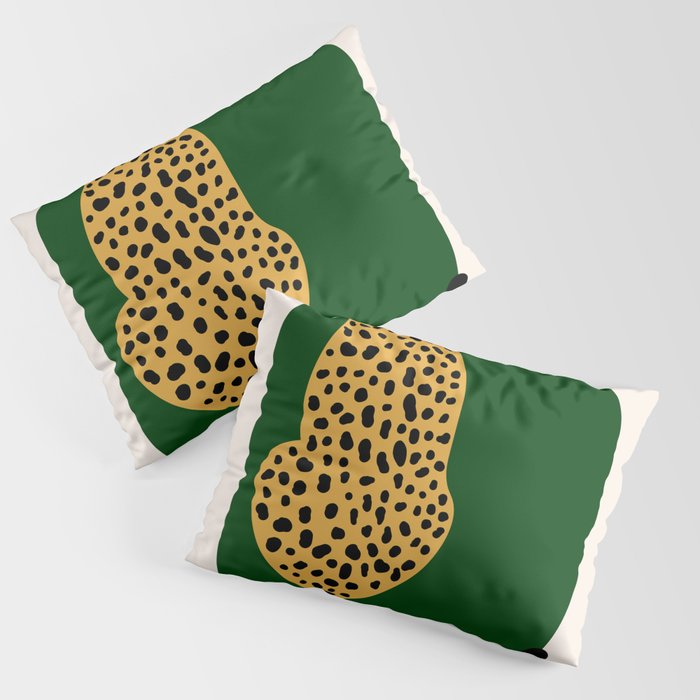 Boho Jungle Green Vintage Arch Oversized Leopard Pillow Sham Gallery Image 1