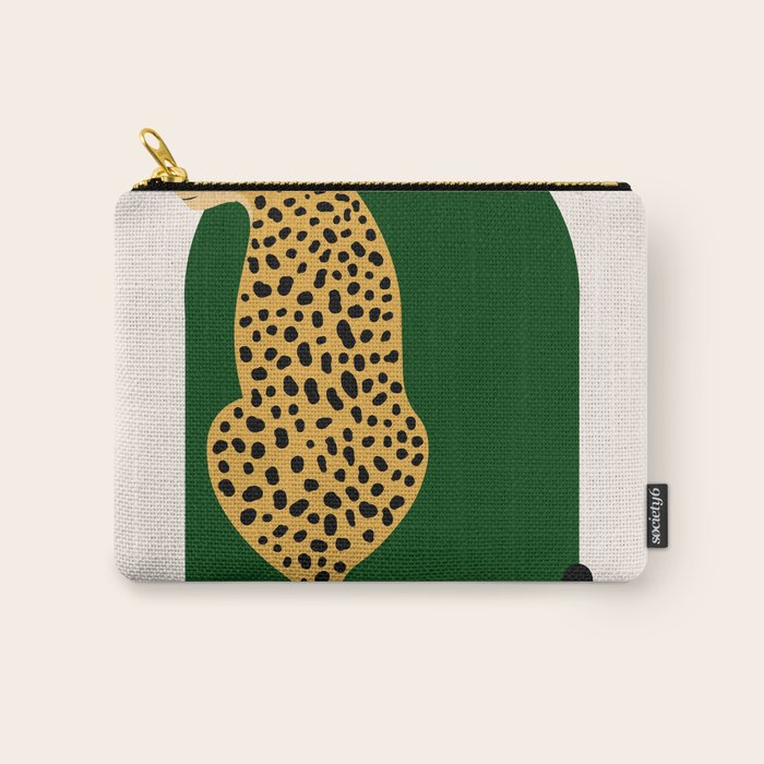 Boho Jungle Green Vintage Arch Oversized Leopard Carry All Pouch Gallery Image 1