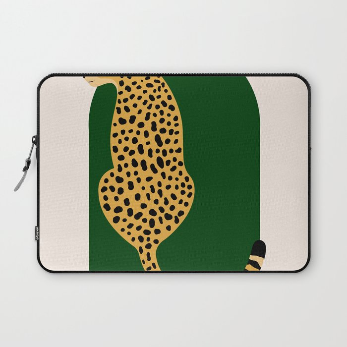 Boho Jungle Green Vintage Arch Oversized Leopard Laptop Sleeve Gallery Image 1