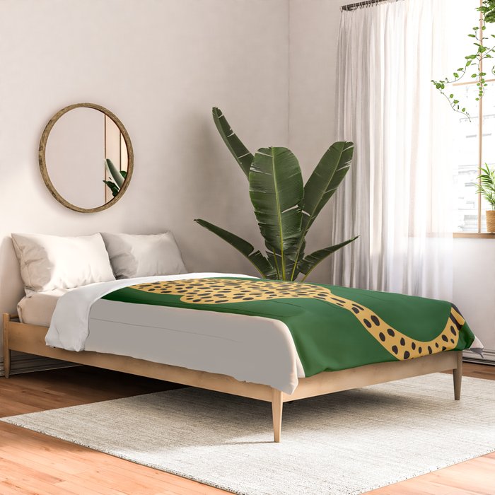 Boho Jungle Green Vintage Arch Oversized Leopard Comforter Gallery Image 2