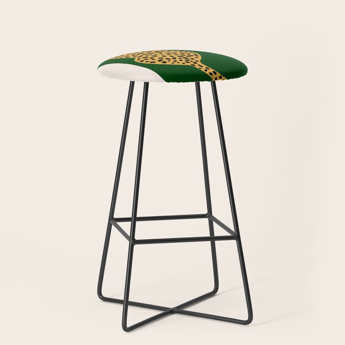 Boho Jungle Green Vintage Arch Oversized Leopard Stool Gallery Image 1