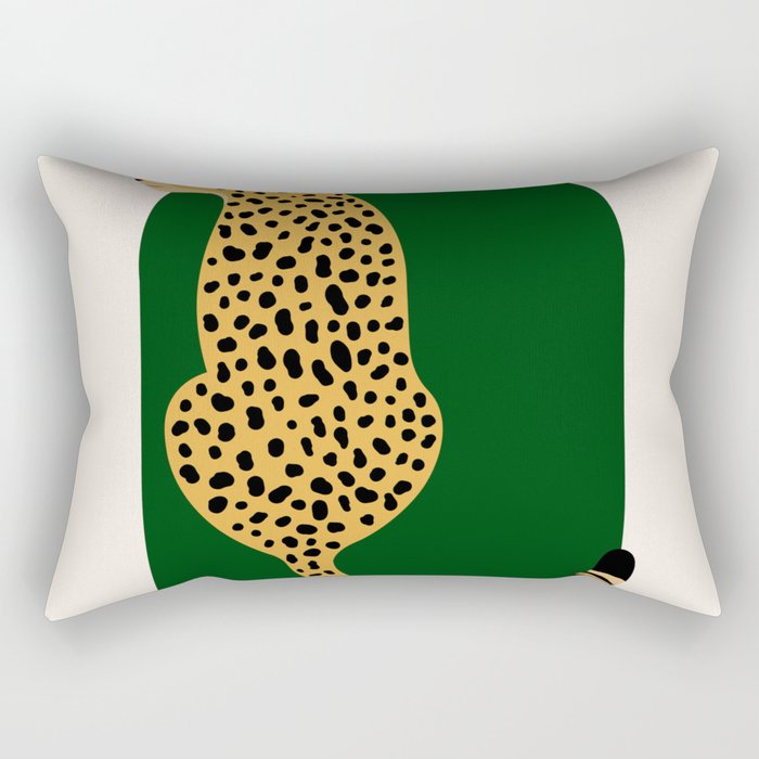 Boho Jungle Green Vintage Arch Oversized Leopard Rectangular Pillow Gallery Image 2