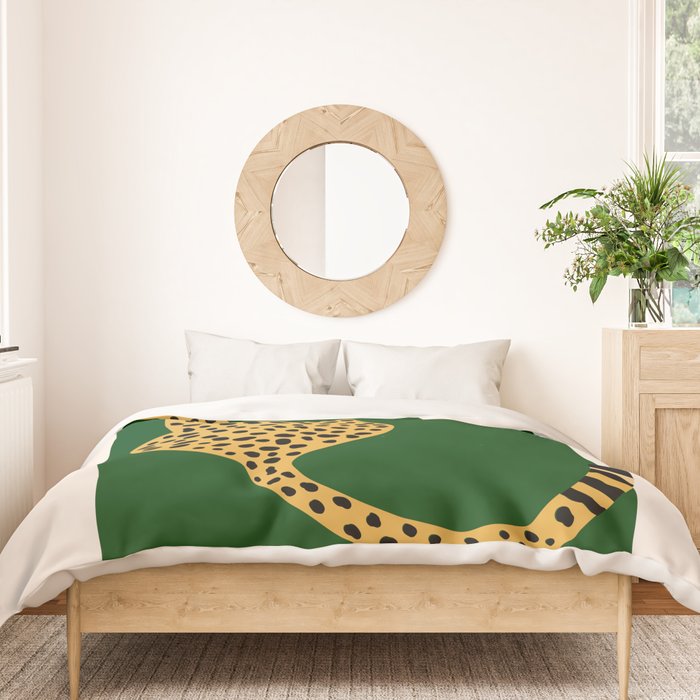 Boho Jungle Green Vintage Arch Oversized Leopard Duvet Cover Gallery Image 3