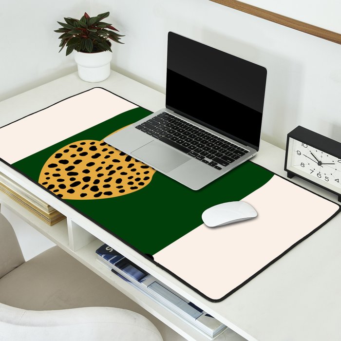 Boho Jungle Green Vintage Arch Oversized Leopard Desk Mat Gallery Image 2