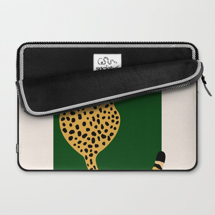 Boho Jungle Green Vintage Arch Oversized Leopard Laptop Sleeve Gallery Image 2