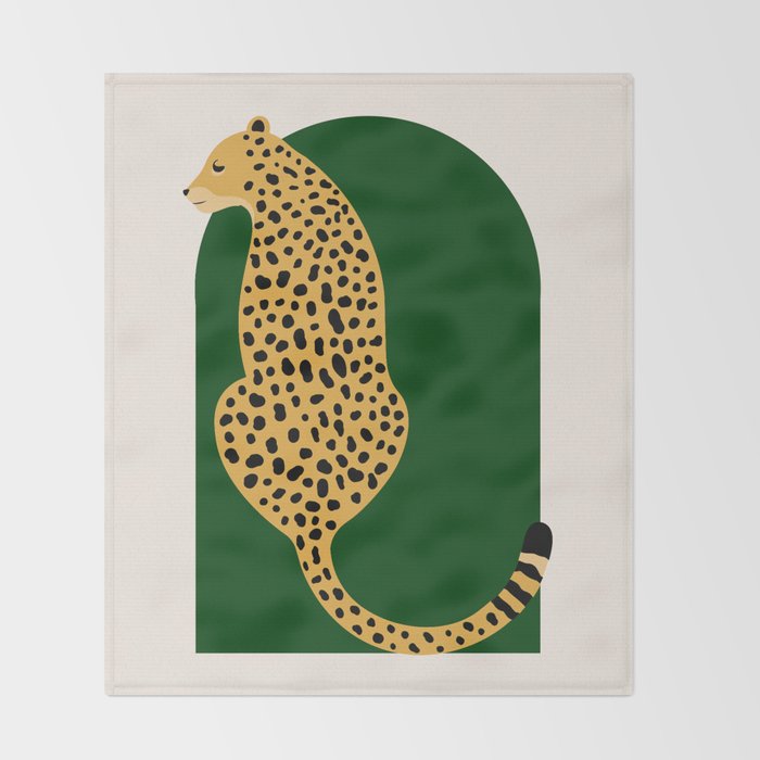 Boho Jungle Green Vintage Arch Oversized Leopard Throw Blanket Gallery Image 2
