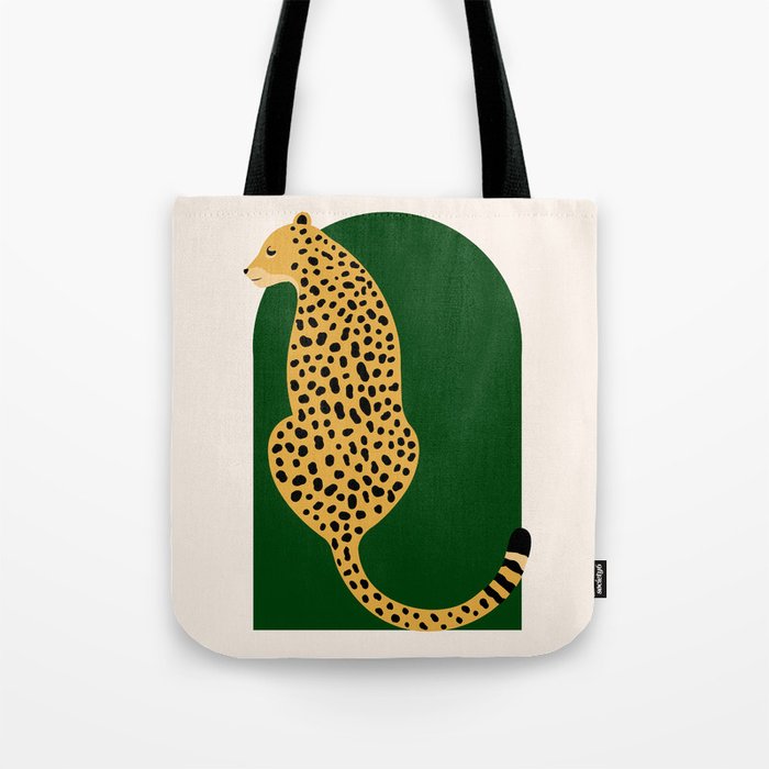 Boho Jungle Green Vintage Arch Oversized Leopard Tote Bag Gallery Image 1