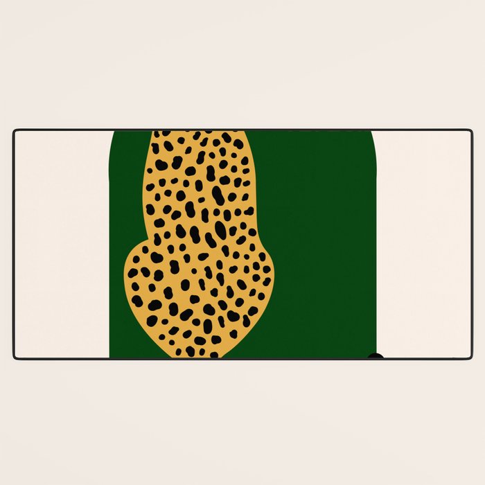 Boho Jungle Green Vintage Arch Oversized Leopard Desk Mat Gallery Image 3