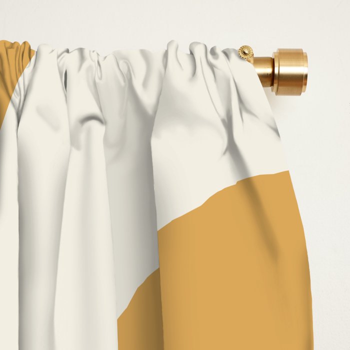 Mid Century Modern Piquet Pattern in Cream, Mustard Gold, and Charcoal Gray Window Curtain Gallery Image 2