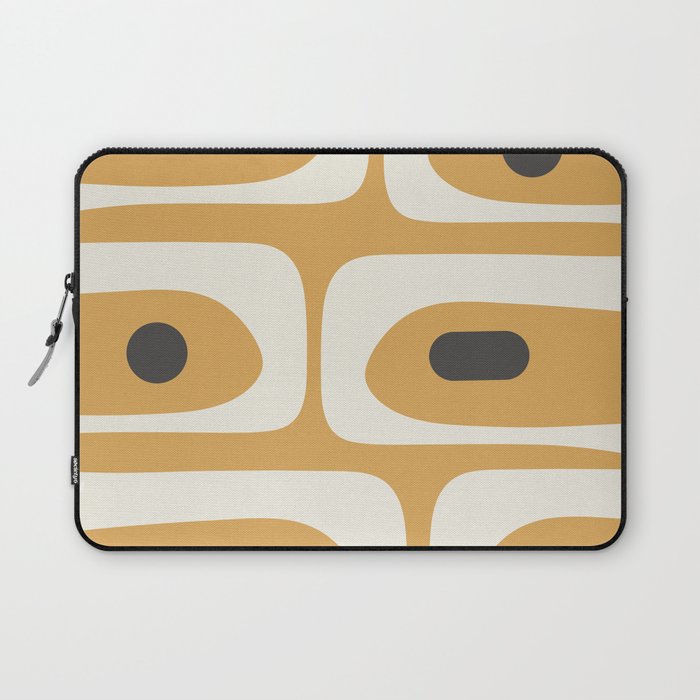 Mid Century Modern Piquet Pattern in Cream, Mustard Gold, and Charcoal Gray Laptop Sleeve Gallery Image 1