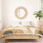 Mid Century Modern Piquet Pattern in Cream, Mustard Gold, and Charcoal Gray Duvet Cover Gallery Image 3