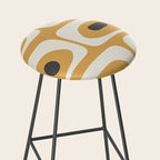 Mid Century Modern Piquet Pattern in Cream, Mustard Gold, and Charcoal Gray Stool Gallery Image 2