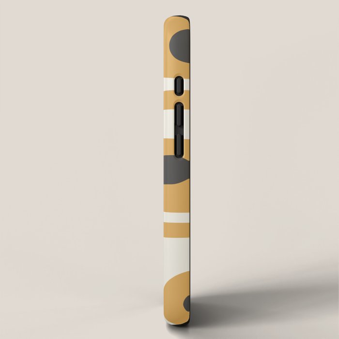 Mid Century Modern Piquet Pattern in Cream, Mustard Gold, and Charcoal Gray iPhone Case Gallery Image 2