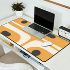 Mid Century Modern Piquet Pattern in Cream, Mustard Gold, and Charcoal Gray Desk Mat Gallery Image 2