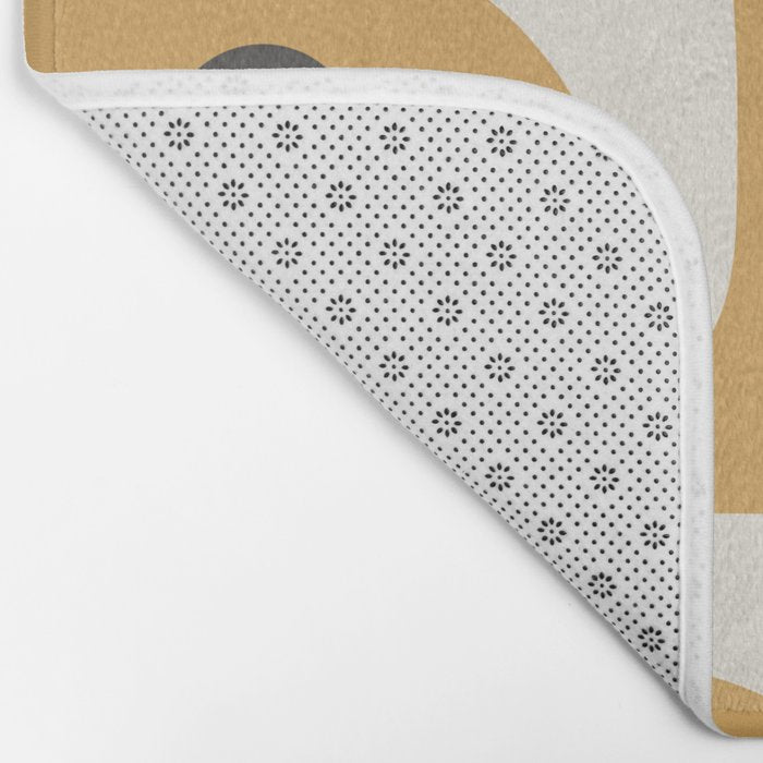 Mid Century Modern Piquet Pattern in Cream, Mustard Gold, and Charcoal Gray Bath Mat Gallery Image 2