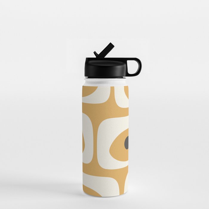 Mid Century Modern Piquet Pattern in Cream, Mustard Gold, and Charcoal Gray Water Bottle Gallery Image 1