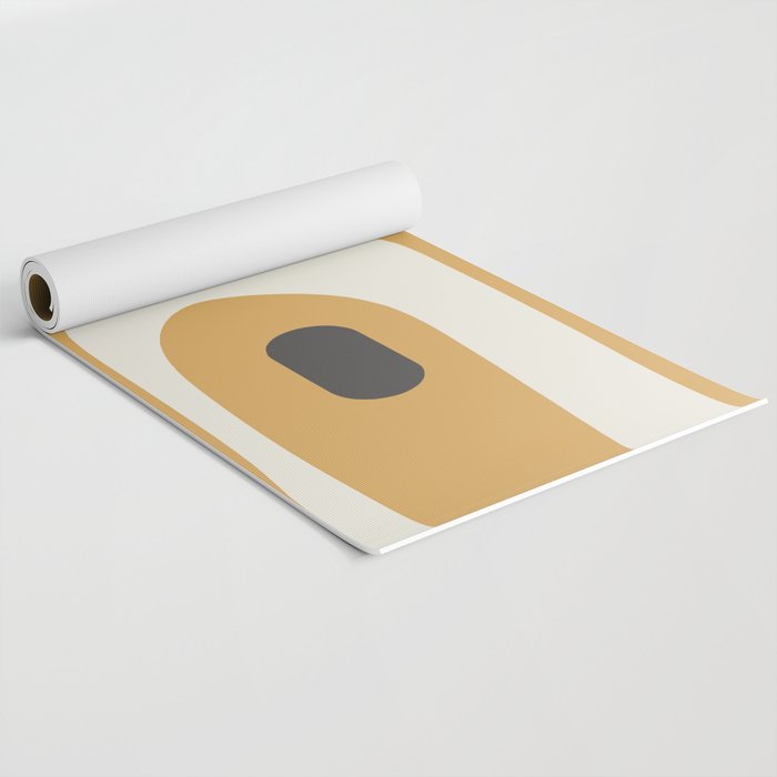 Mid Century Modern Piquet Pattern in Cream, Mustard Gold, and Charcoal Gray Yoga Mat Gallery Image 2