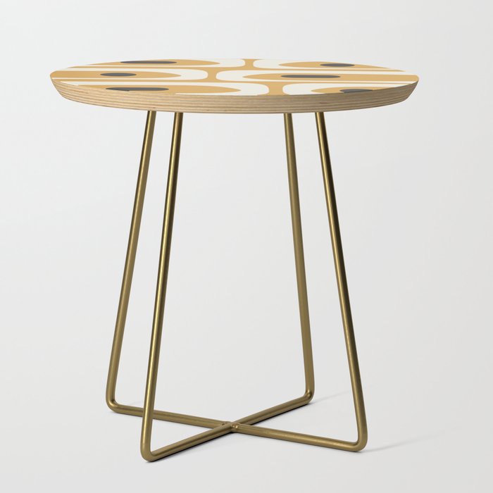 Mid Century Modern Piquet Pattern in Cream, Mustard Gold, and Charcoal Gray Side Table Gallery Image 1