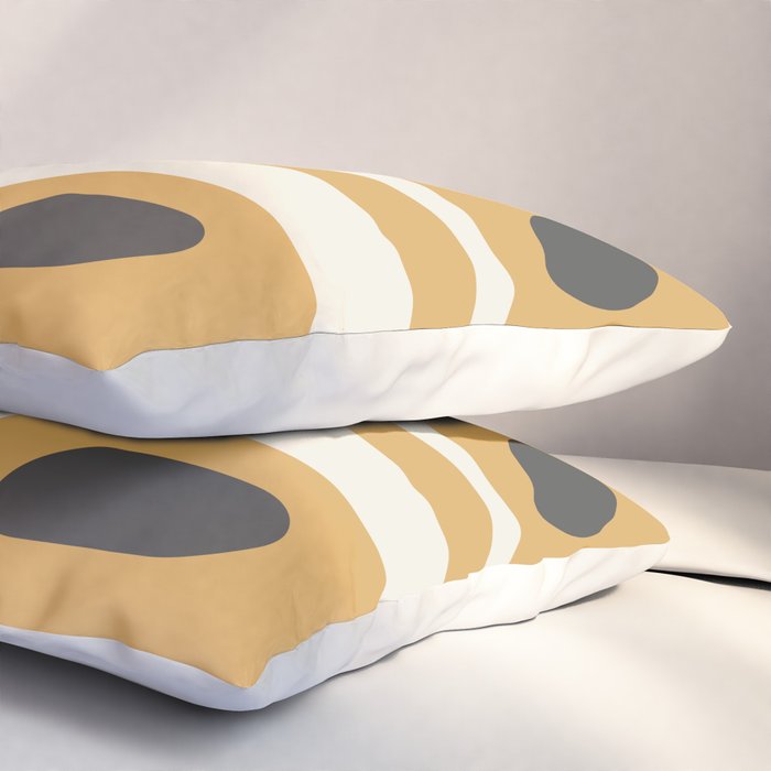 Mid Century Modern Piquet Pattern in Cream, Mustard Gold, and Charcoal Gray Pillow Sham Gallery Image 3