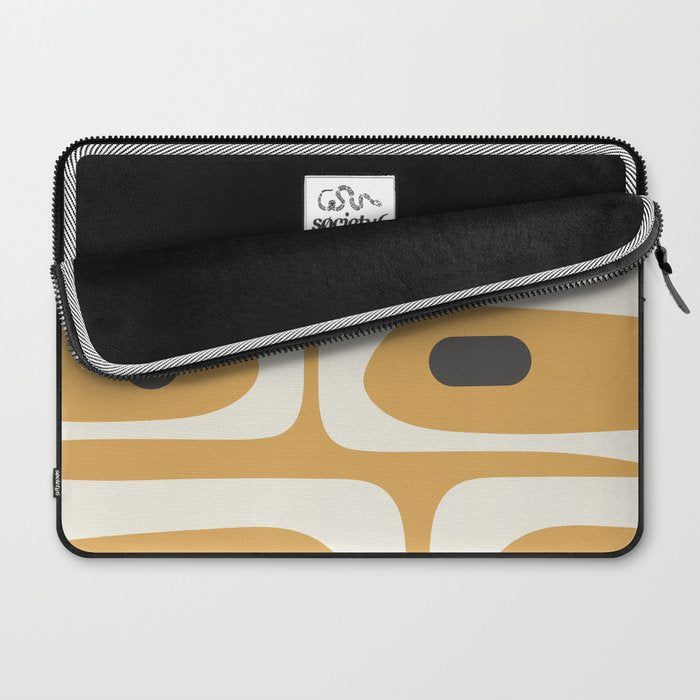 Mid Century Modern Piquet Pattern in Cream, Mustard Gold, and Charcoal Gray Laptop Sleeve Gallery Image 2