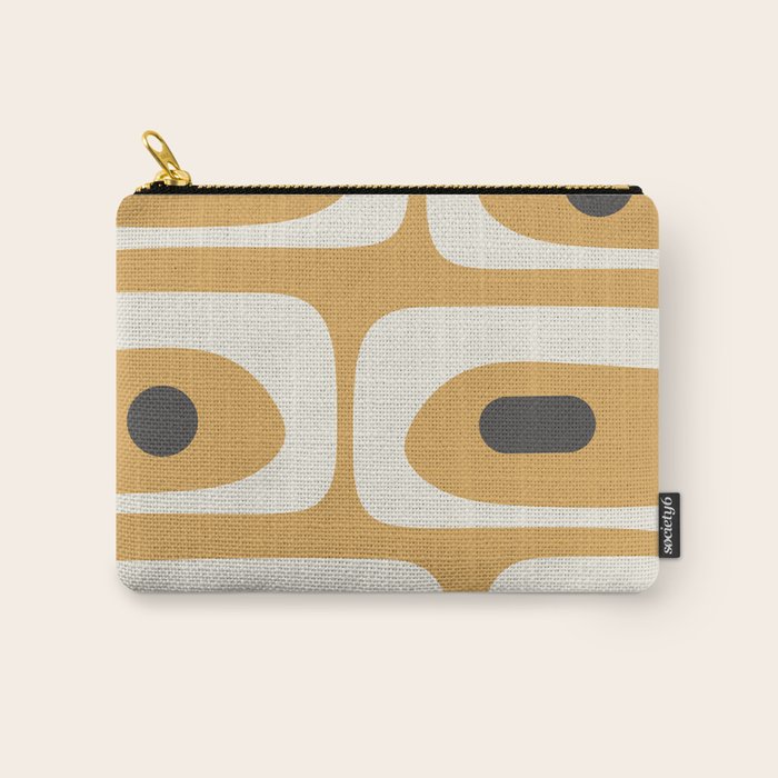 Mid Century Modern Piquet Pattern in Cream, Mustard Gold, and Charcoal Gray Carry All Pouch Gallery Image 1