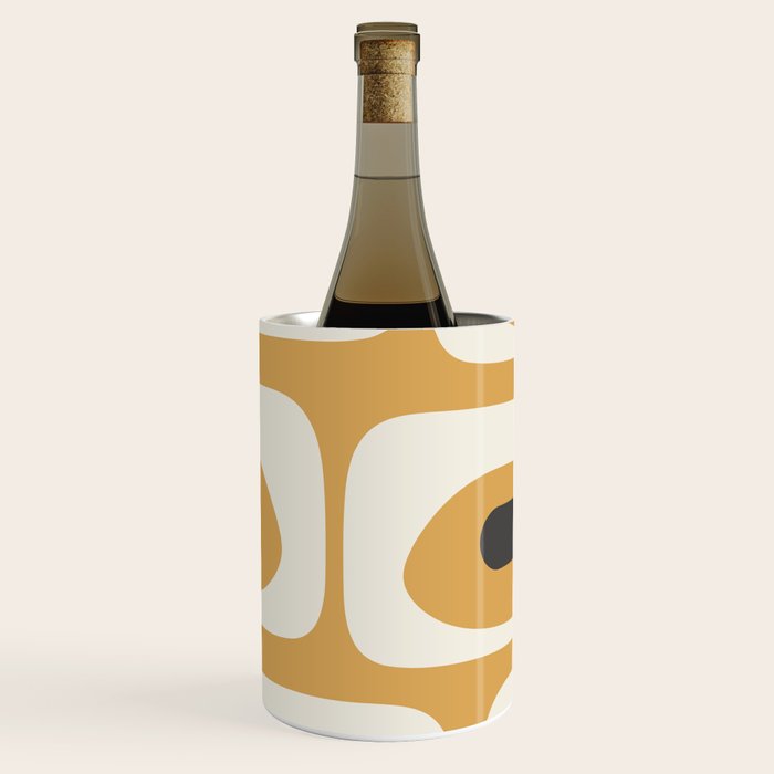 Mid Century Modern Piquet Pattern in Cream, Mustard Gold, and Charcoal Gray Wine Chiller Gallery Image 1