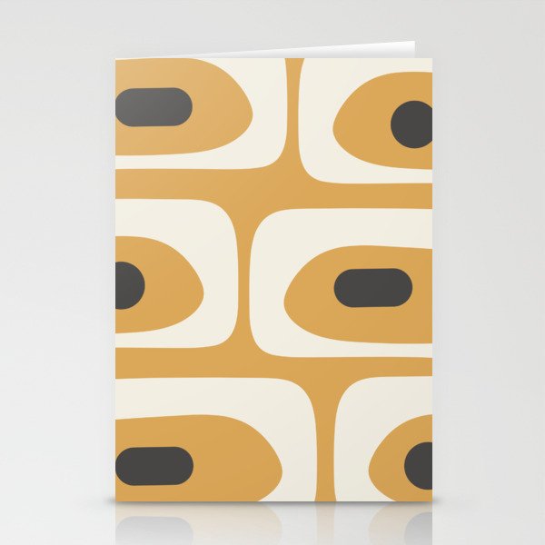 Mid Century Modern Piquet Pattern in Cream, Mustard Gold, and Charcoal Gray Stationery Card Gallery Image 1