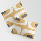 Mid Century Modern Piquet Pattern in Cream, Mustard Gold, and Charcoal Gray Pillow Sham Gallery Image 3
