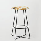Mid Century Modern Piquet Pattern in Cream, Mustard Gold, and Charcoal Gray Stool Gallery Image 1
