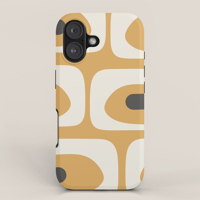 Mid Century Modern Piquet Pattern in Cream, Mustard Gold, and Charcoal Gray iPhone Case Gallery Image 1