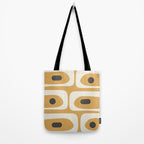 Mid Century Modern Piquet Pattern in Cream, Mustard Gold, and Charcoal Gray Tote Bag Gallery Image 2