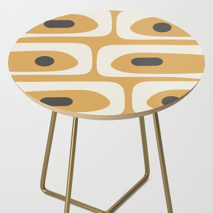Mid Century Modern Piquet Pattern in Cream, Mustard Gold, and Charcoal Gray Side Table Gallery Image 2