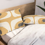 Mid Century Modern Piquet Pattern in Cream, Mustard Gold, and Charcoal Gray Pillow Sham Gallery Image 2