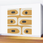 Mid Century Modern Piquet Pattern in Cream, Mustard Gold, and Charcoal Gray Wall Mural Gallery Image 2