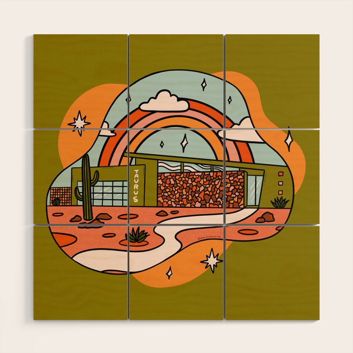 Taurus Mid Century House Wood Wall Art Gallery Image 1