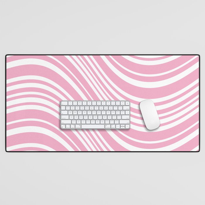 Wavy Stripes XXXI - Pastel Pink  Desk Mat Gallery Image 1