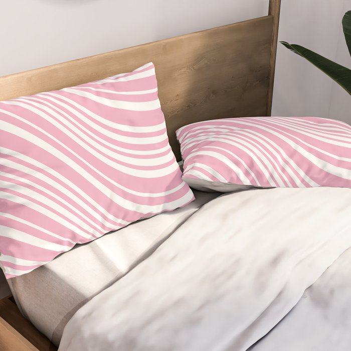 Wavy Stripes XXXI - Pastel Pink  Pillow Sham Gallery Image 2