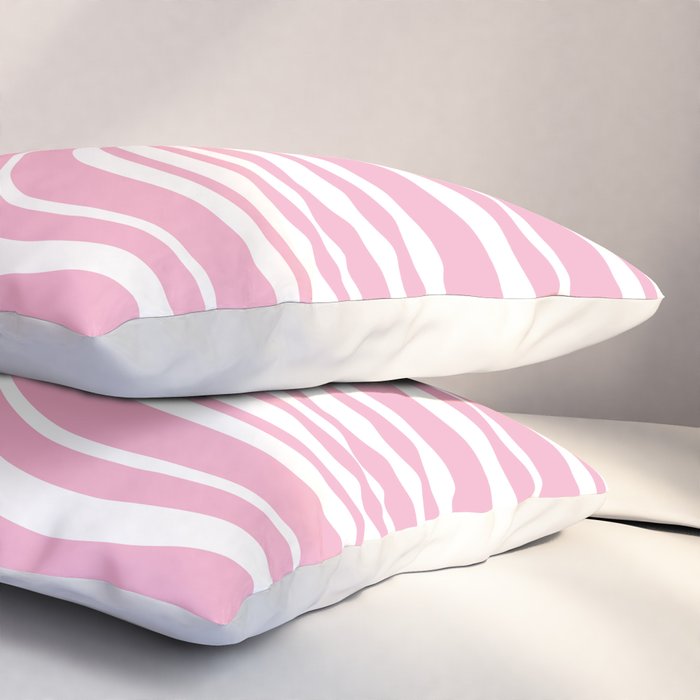 Wavy Stripes XXXI - Pastel Pink  Pillow Sham Gallery Image 3