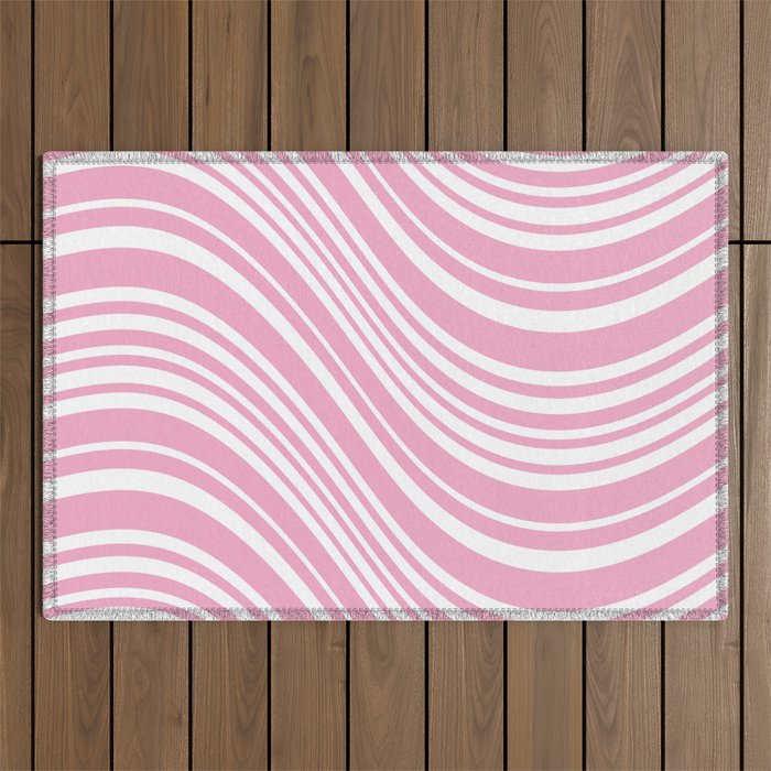 Wavy Stripes XXXI - Pastel Pink  Outdoor Rug Gallery Image 1