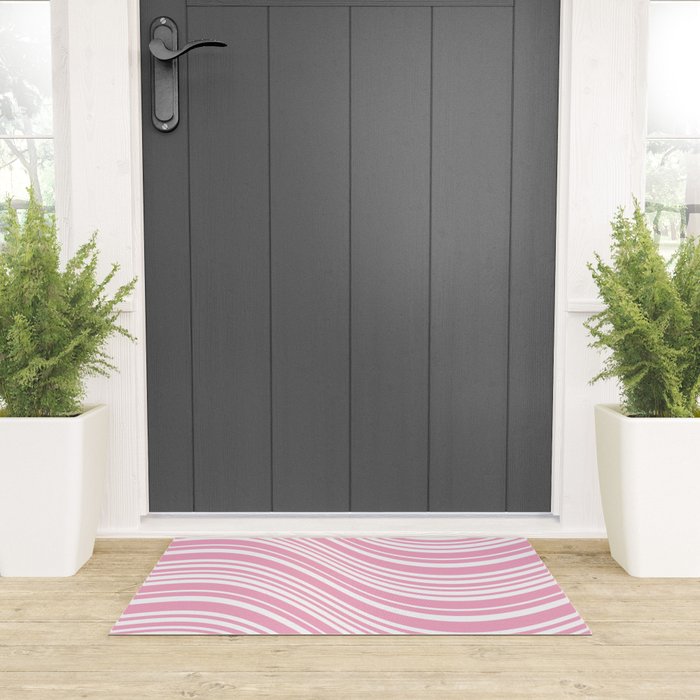 Wavy Stripes XXXI - Pastel Pink  Welcome Mat Gallery Image 3