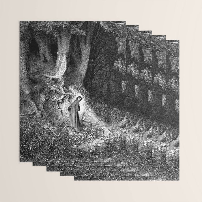 Walking In Dark Forest Divine Comedy Dante Gustave Dore Wrapping Paper Gallery Image 3