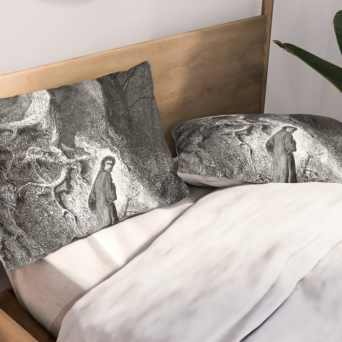Walking In Dark Forest Divine Comedy Dante Gustave Dore Pillow Sham Gallery Image 2