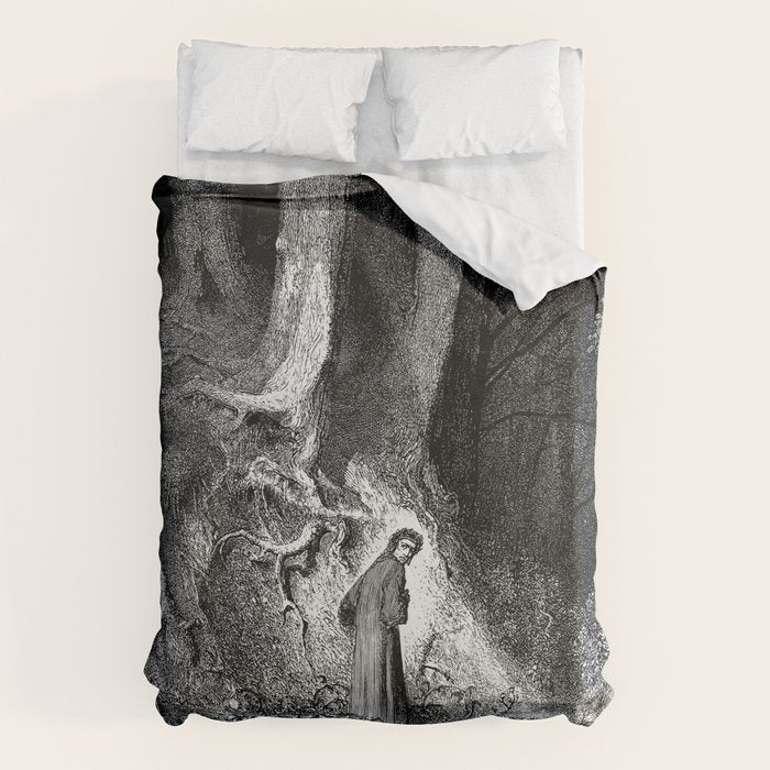 Walking In Dark Forest Divine Comedy Dante Gustave Dore Duvet Cover Gallery Image 1