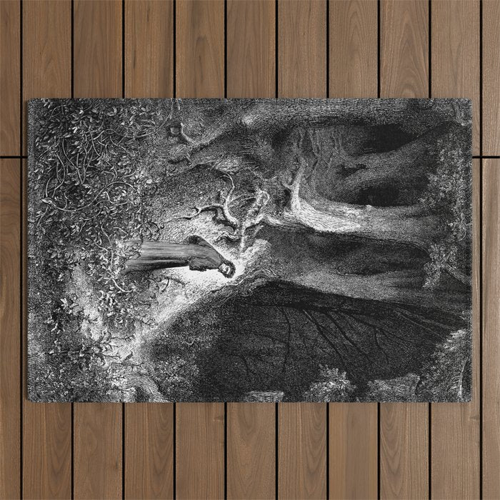 Walking In Dark Forest Divine Comedy Dante Gustave Dore Outdoor Rug Gallery Image 1