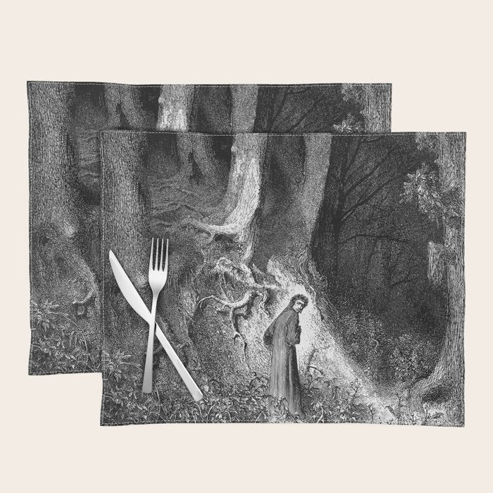 Walking In Dark Forest Divine Comedy Dante Gustave Dore Placemat Gallery Image 1